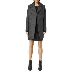 All Saints Nala Porto Charcoal Double-Breasted Pea Coat US6
